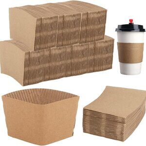 NEW (200-PACK) NATURAL COFFEE CUP SLEEVES, DISPOSABLE READY-TO-USE! (200/CASE)